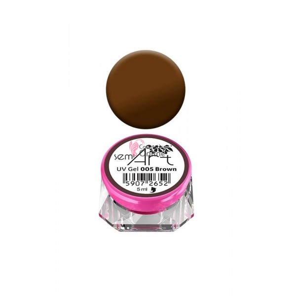 Gel uv Semilac SEMIART pentru pictura foarte pigmentat 005 Maro 5ml + 1 pigment color Neon Cadou